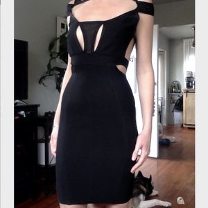 Strappy Black Bandage and Mesh Dress